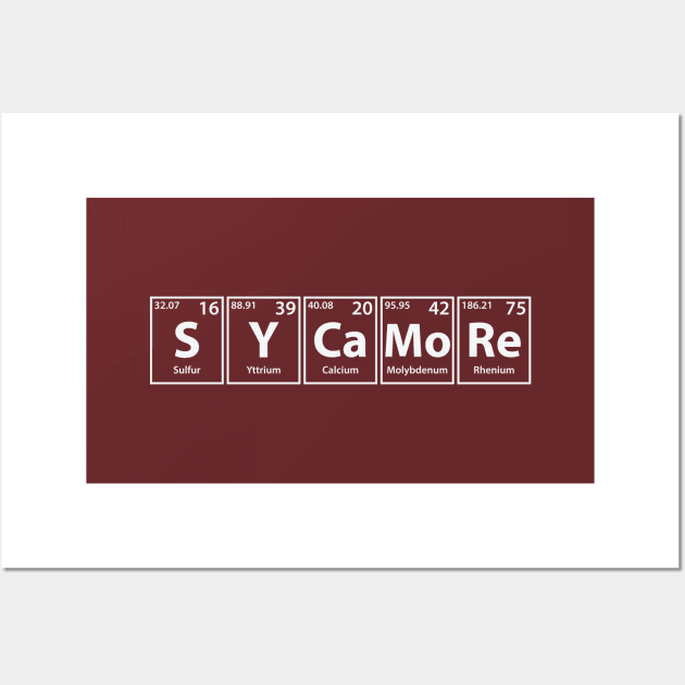 Sycamore (S-Y-Ca-Mo-Re) Periodic Elements Spelling Wall Art by cerebrands